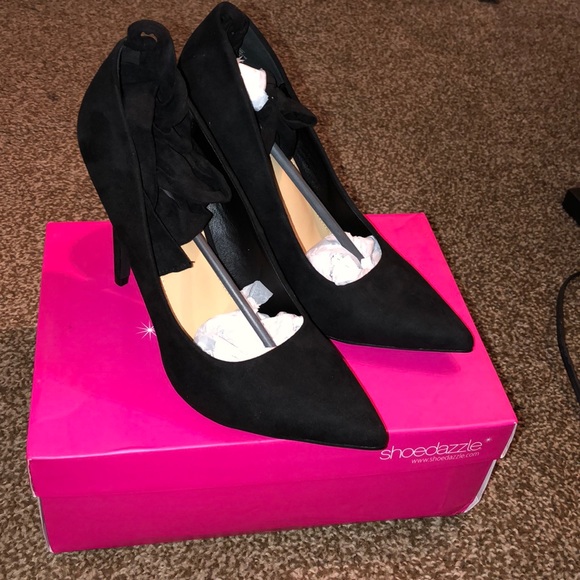 Shoe Dazzle Shoes - Black Suede Close Toe Heel Shoe Dazzle Shoes - Black Suede Close Toe Heel